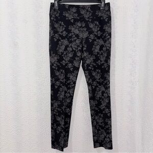 Jules & Leopold Black Gray Floral Pull On Pants Womens Small Stretch Slim Leg